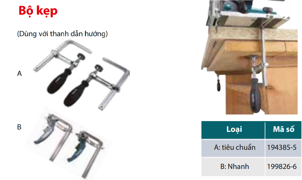 BỘ KẸP THANH RAY MAKITA (LOẠI TIÊU CHUẨN) 194385-5 - Bách Khoa Power Tools